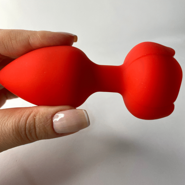 Plug anal silicone com vibração em formato de rosa - Image 4