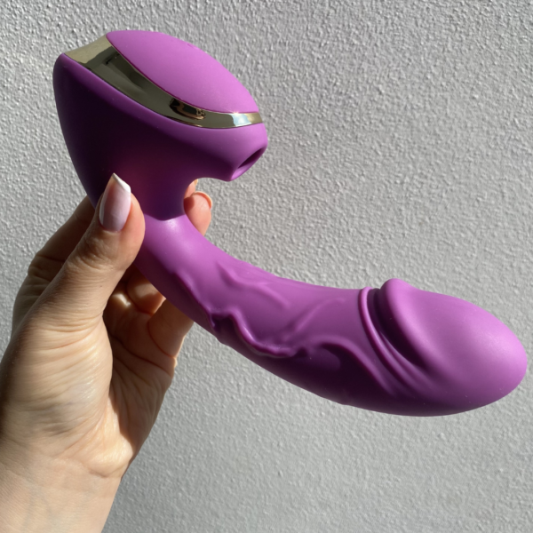 Vibrador Penetrável Texturizado com Estimulador de Língua
