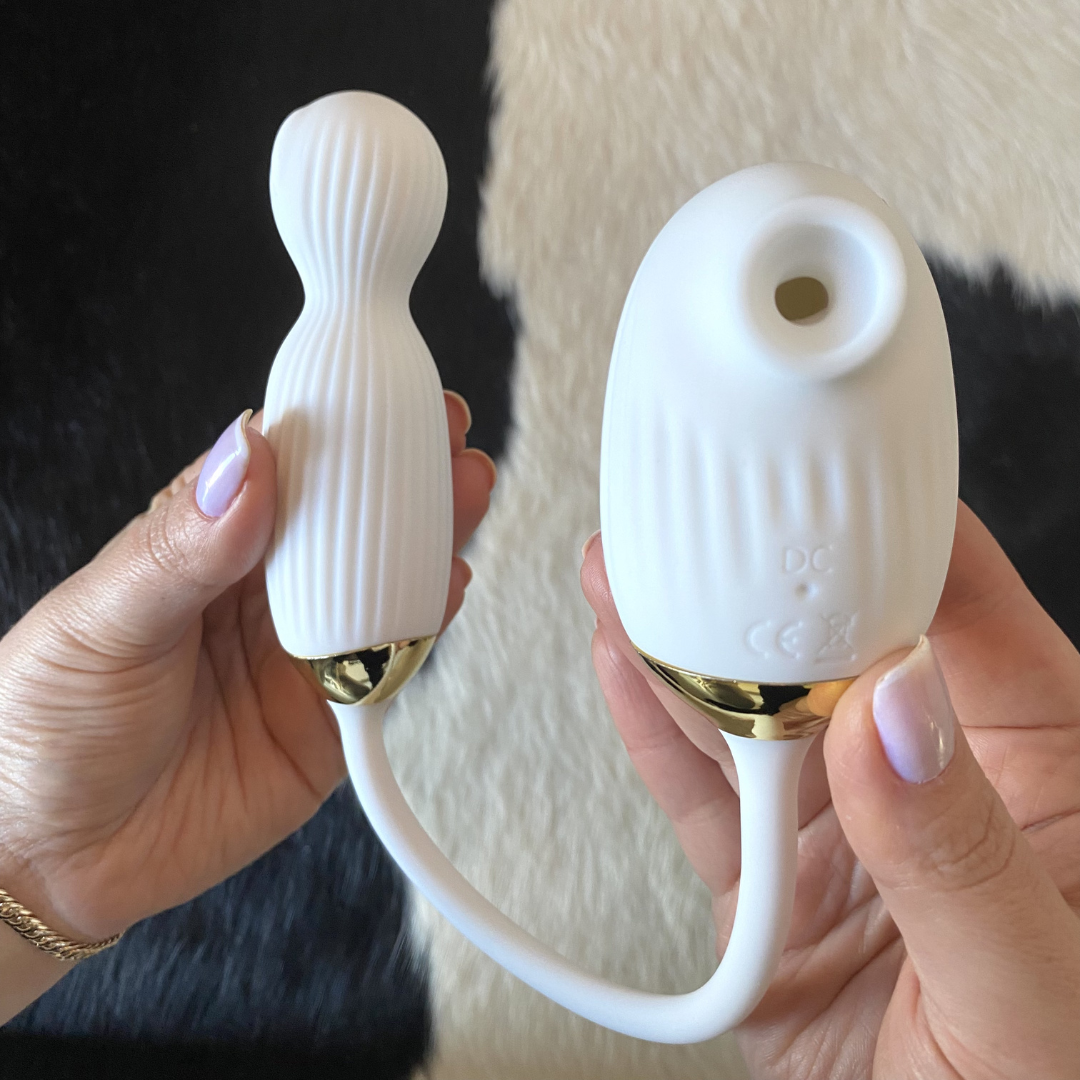 Vibrador com bullet giratório e sugador - Imagem 4